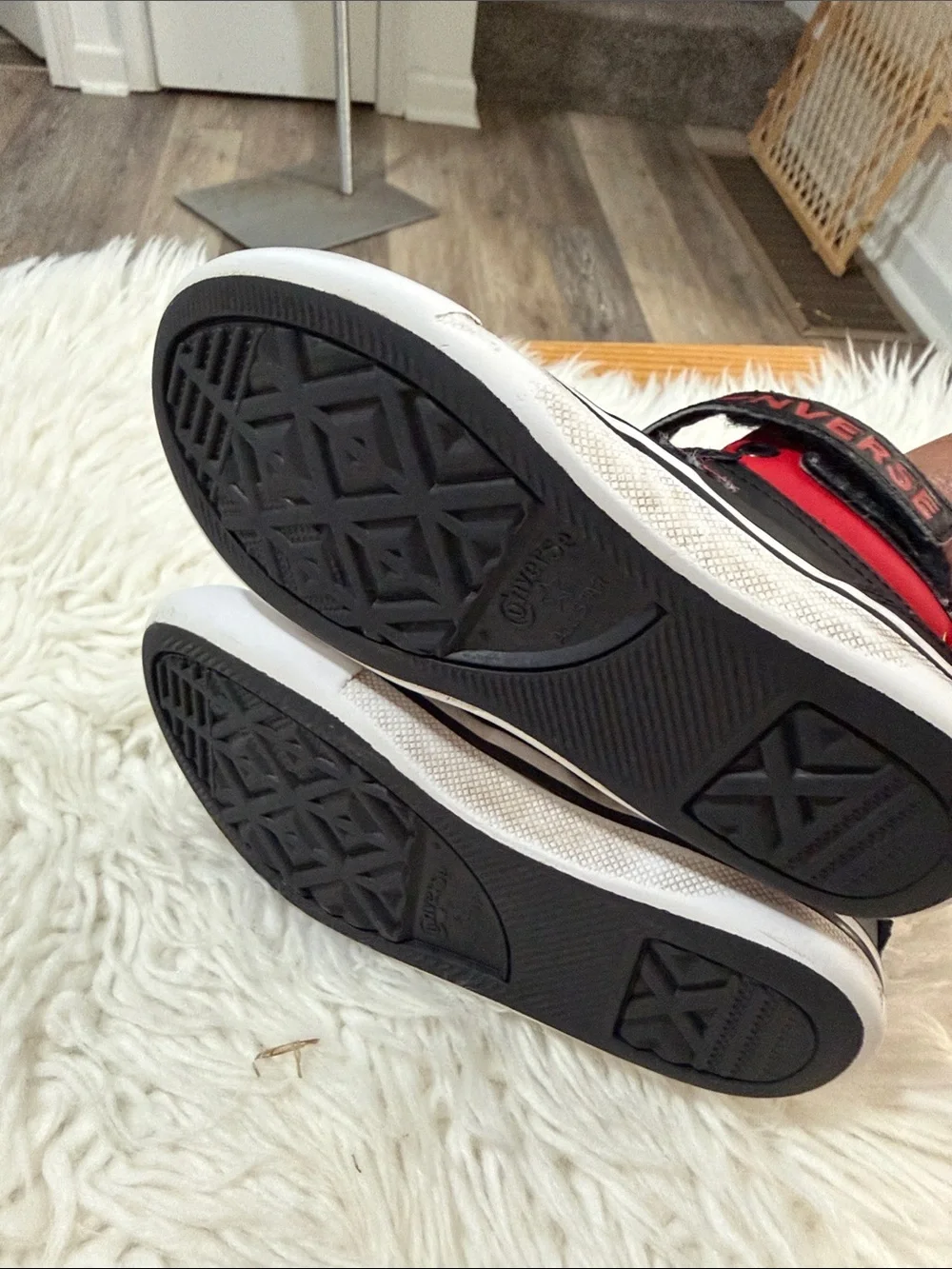 Converse Kids Black and Red High-Top Sneakers with Strap